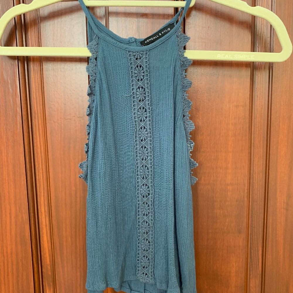 Halter Crop Top with Lace Design